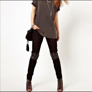 Joe’s Jeans Lynden Studded Knee Black Skinny Jeans